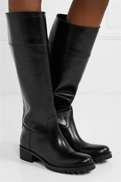 stivali biker prada|Leather Knee Boots By Prada .